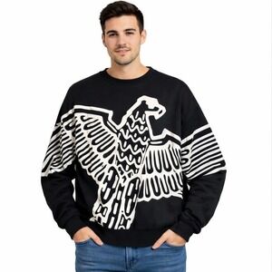 Boy London Sweatshirt Mens Small Black White Eagle‎ Graphic Crewneck  1976 Logo